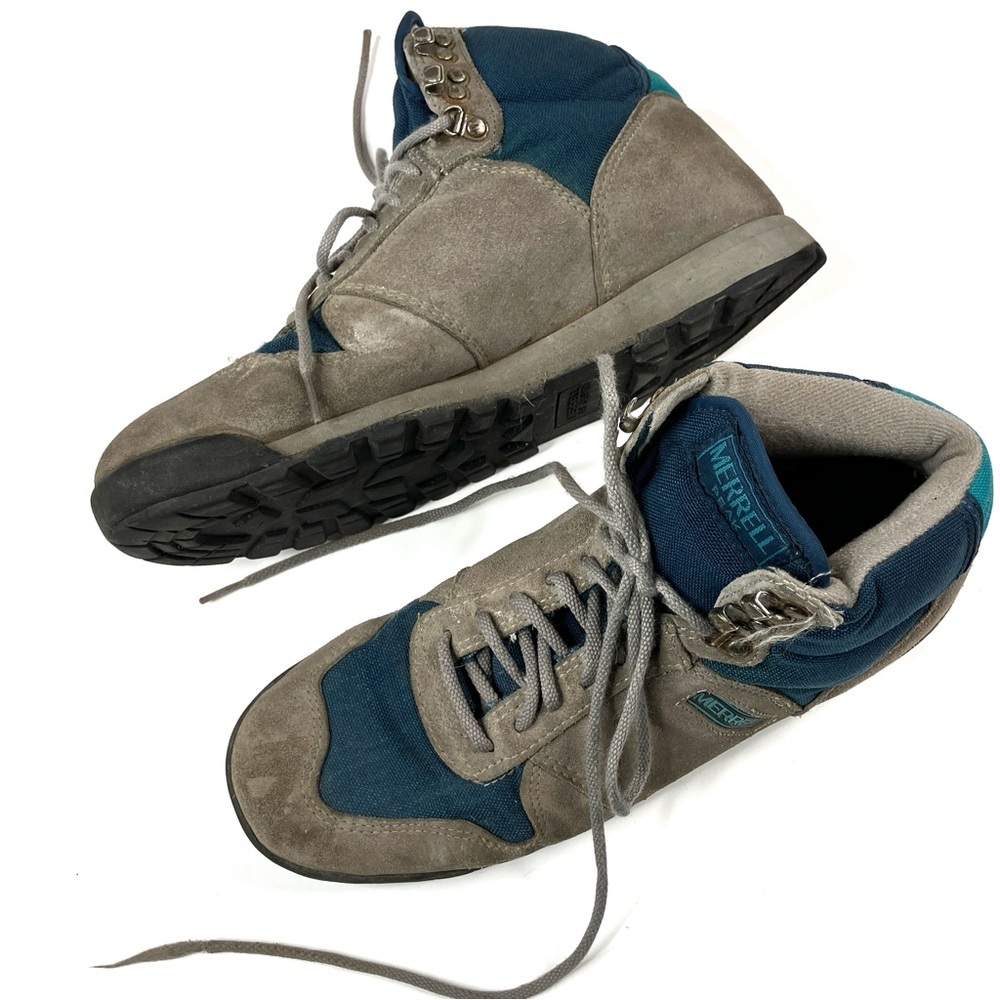 Merrell | Mens Vintage PEAK Hiking Boot Shoe Teal Brown 10 NARROW